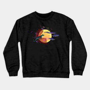 cartoon dragon on the background of the moon Crewneck Sweatshirt